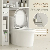 HOMCOM Mobile Sopra WC con Armadietto a 2 Ante Ventilate e Ripiani Aperti, Barra Inferiore, 80x19.5x170 cm, Bianco(m-6)