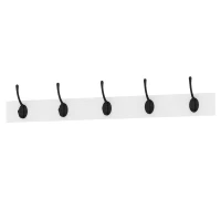 HOMCOM Hallway Storage Unit, Hallway Furniture Set with Shoe Storage Cabinet and 5 Hooks Coat Rack, White(m-13)