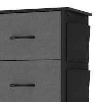 HOMCOM Chest of Drawers, Dresser with 4 Fabric Drawers, 4 Pockets, 2 Hooks and Steel Frame, Storage Unit, Grey(m-13)