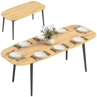 HOMCOM Masă extensibilă pentru 6-8 persoane, masă de bucătărie cu raft, aspect stejar(m-7)
