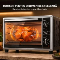 HOMCOM Mini Cuptor Electric cu Convecție și Rotisor, 32L, 1500W, Negru(m-6)