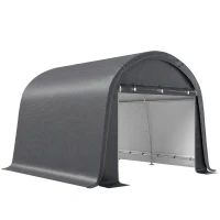 Outsunny 3x3m Garaj pentru Motociclete, Cort cu Acoperiș Rezistent Impermeabil, 2 Intrări cu Fermuar, pentru Biciclete și Unelte, Cadru din Oțel Galvanizat, Cort Grădină, Gri(m-1)