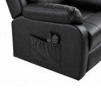 HOMCOM Poltrona Reclinabile Elettrica con Alzapersona, Massaggio a 8 Punti, Riscaldamentoe e Poggiatesta Regolabile a 3 livelli, in PU, con USB, Nero(m-18)