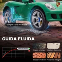 AIYAPLAY Auto Elettrica Bambini Porsche Carrera GT 12V con Telecomando, 2 Motori, Sospensioni e Porte Apribili, Verde(m-5)