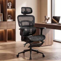 HOMCOM Sedia Ufficio Ergonomica Reclinabile Con Poggiapiedi E Supporto Lombare Nero(m-2)