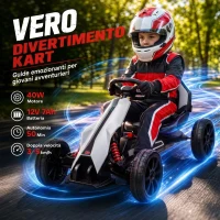 HOMCOM Go Kart Elettrico per Bambini 3-8 Anni, 12V 3-5 km/h, con Cintura di Sicurezza, Capacità 30 kg, Bianco(m-4)