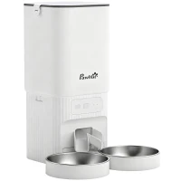 PawHut 7L Automatic Cat Feeder with App Control, 2.4G/5G WiFi, Timer, 15 Meals/Day, Dual Power, 10s Voice Recording, Anti-Clog(m-1)