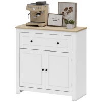 HOMCOM Küchenschrank mit Schublade und Schrank mit verstellbarem Einlegeboden, Holz, 78.5x35x80 cm, Weiß(m-7)