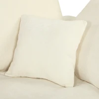 HOMCOM Canapé 3 Places avec Pouf Réversible, Canapé d'Angle Modulable en Chenille 254 cm Moderne, Assise Large, Crème(m-13)
