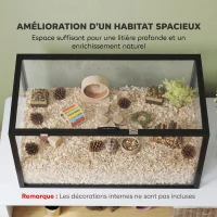 PawHut Cage pour Hamster Habitat Rongeurs Transparent de Vue Panoramique 360° Anti-Mordillage 105x51x51cm Noir(m-4)