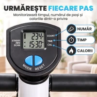 HOMCOM Stepper cu ghidon, pedale antiderapante și monitor LCD, din oțel și ABS, 55x44x108 cm, alb-negru și alb(m-5)