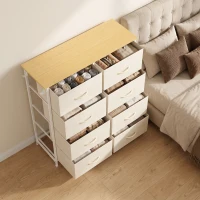 HOMCOM Cómoda de Quarto com 8 Gavetas em Tecido, Bege(m-8)