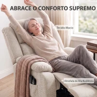 HOMCOM Poltrona Reclinável Elétrica Elevatória com Massagem Vibratória, Calor, Assento Largo, USB e Bolsos, Bege(m-6)