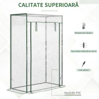 Outsunny Seră pentru Balcon cu Ușă Rulabilă, 100x50x150 cm, Transparentă(m-4)