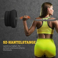 SPORTNOW Langhantel Set 25kg Rutschfeste Curlstange mit 6 Gewichten, PVC-Beschichtung, Hantelstange aus Stahl(m-4)