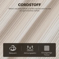 HOMCOM Oorfauteuil met armleuningen, loungefauteuil van cord met lendenkussen, hoge rugleuning, beige(m-6)