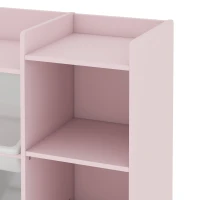 AIYAPLAY Kids Toy Organizers and Storage with 8 Removable Storage Bins and Bookshelf, Pink(m-10)