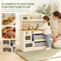AIYAPLAY Kids Play Kitchen with Lights & Sounds, Pretend Play Toy set with 4 Fabric Drawers, 12-Piece Accessories for 3-6 Years(m-4)