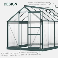 Outsunny Serra da Giardino in Policarbonato Anti UV 190x312x201cm con Finestra e Porta Scorrevole, in Alluminio(m-4)