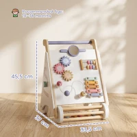 AIYAPLAY Andador de Madeira para Bebé com Brinquedos Montessori, Velocidade Ajustável e Arrumação, Branco(m-3)