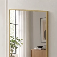 HOMCOM 40 x 110 cm Full Length Wall Mirror, Rectangular Mirror with Adjustable Hooks, Over the Door or Wall Mounted, Gold Tone(m-11)