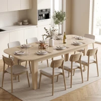 HOMCOM Masă living ovală pentru dining extensibilă, potrivită pentru 4 - 8 persoane, din PAL, 140-180 cm, stejar(m-2)