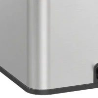 HOMCOM Poubelle à Double Compartiment 2 x 30L, Poubelle de Cuisine en Acier Inoxydable, Couvercle à Fermeture Douce, Argent(m-13)