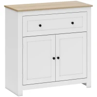 HOMCOM Küchenschrank mit Schublade und Schrank mit verstellbarem Einlegeboden, Holz, 78.5x35x80 cm, Weiß(m-1)