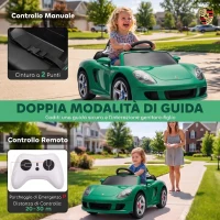 AIYAPLAY Auto Elettrica Bambini Porsche Carrera GT 12V con Telecomando, 2 Motori, Sospensioni e Porte Apribili, Verde(m-4)