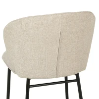HOMCOM Conjunto de 2 cadeiras de sala de jantar assento acolchoado em tecido com aspecto de linho pés em aço estável design moderno creme(m-9)