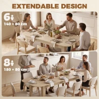 HOMCOM Extendable Oval Dining Table for 4-6, Modern Expandable Kitchen Table, Round Edges, Oak(m-4)