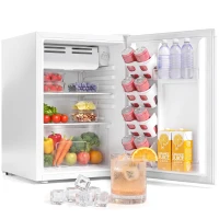 HOMCOM Mini-frigider cu compartiment congelator, termostat reglabil, frigider mic, cu o singură ușă, 72,5 L, alb(m-7)