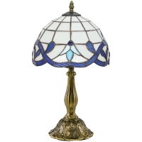 HOMCOM Lámpara de Mesa Tiffany Vintage Lámpara de Mesita de Noche con Coloreado Pantalla de Vidrio para dormitorio Salón Azul