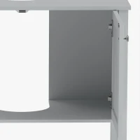 HOMCOM Under Sink Bathroom Cabinet with 2 Doors, Open Shelf and U-Shape Cut-Out for Basin with or without Pedestal, Light Blue(m-11)