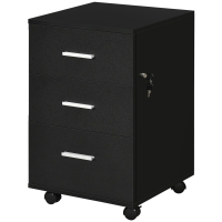 Vinsetto Bloco de Gavetas para Escritório Móvel de Arquivos com 3 Gavetas e Fechadura para Secretária Casa 40x40x61,5 cm Preto