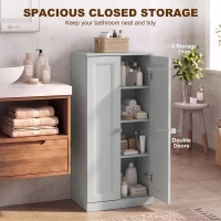 HOMCOM Narrow Bathroom Cabinet, Slim Storage Cabinet with 2 Doors & 4 Tiers, Freestanding Narrow Cupboard(m-4)