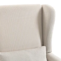HOMCOM Oorfauteuil met armleuningen, loungefauteuil van cord met lendenkussen, hoge rugleuning, beige(m-13)