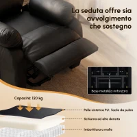 HOMCOM Poltrona Reclinabile Elettrica con Alzapersona, Massaggio a 8 Punti, Riscaldamentoe e Poggiatesta Regolabile a 3 livelli, in PU, con USB, Nero(m-8)