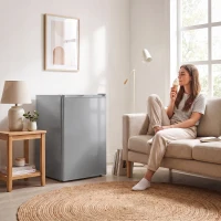 HOMCOM 85L Mini Freezer Countertop, Compact Freestanding Upright Freezer with Reversible Door, Removable Glass Shelves, Grey(m-9)