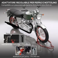 HOMCOM Cavalletto Anteriore per Moto con Tappetino Antiscivolo, Adattatori Regolabili per Perni e Perno a Forchetta, Capacità 200 kg, per Pneumatici da 18", 17" e 10"(m-4)