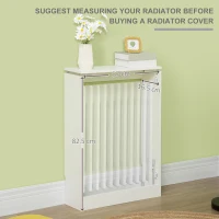 HOMCOM Radiator Cover Vertical Slatted Grille Heater Cover Top Shelf MDF Steel for Heat Circulation 60 x 18 x 84 cm White(m-5)