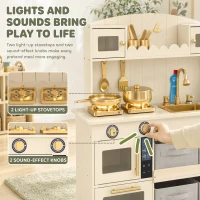 AIYAPLAY Kids Play Kitchen with Lights & Sounds, Pretend Play Toy set with 4 Fabric Drawers, 12-Piece Accessories for 3-6 Years(m-5)