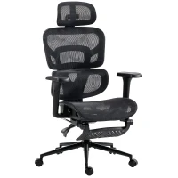 HOMCOM Sedia Ufficio Ergonomica Reclinabile Con Poggiapiedi E Supporto Lombare Nero(m-11)