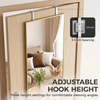HOMCOM 40 x 110 cm Full Length Wall Mirror, Rectangular Mirror with Adjustable Hooks, Over the Door or Wall Mounted, Gold Tone(m-5)
