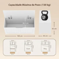 HOMCOM Banco-Baú com Tampa Elevável Design Elegante sem Puxador 100 cm Branco(m-3)