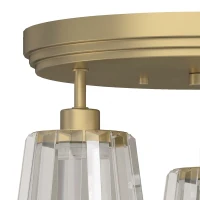 HOMCOM 3-Light Crystal Glass Ceiling Light, Triple Head with Dual Mounting, Modern Ceiling Lamp for Living Room, Gold Tone(m-9)