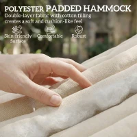 Outsunny Double Hammock 2 Person Swing Bed with Spreader Bars, Pillows, Pad, 200 x 140cm, Cream White(m-4)