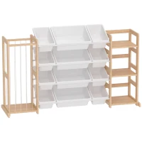 AIYAPLAY Estantería Infantil de Juguetes de Madera con 12 Cajas Organizador de Peluches 3 Estantes 146x39,5x88 cm Natural(m-1)