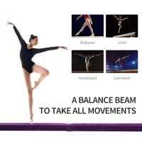 HOMCOM 2.4M 8FT Gymnastics Folding Balance Beam Home Gym Training Exercise Sports - Purple(m-7)