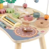 AIYAPLAY Wooden Baby Activity Table for 1-3 Years, 6-in-1 Montessori Activity Table with Gears, Bead Maze, Rotating Clock(m-12)